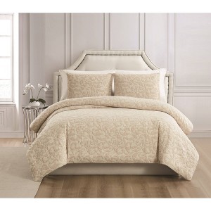Charisma 3pc Queen Regan Matelasse Comforter Set Tan: Bedding, Year-Round Fabric, Includes Shams - 1 of 4
