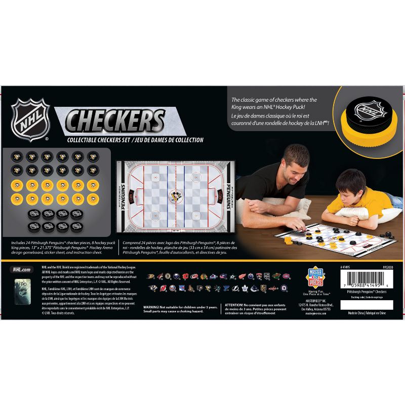 MasterPieces Officially licensed NHL Pittsburgh Penguins Checkers Board Game for Families and Kids ages 6 and Up, 4 of 7