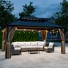 EAGLE PEAK Aluminum Double Hardtop Gazebo with Curtains and Netting - 2 of 4