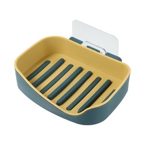 Unique Bargains Plastic Soap Dish Keep Soap Dry Soap Cleaning Storage Drill Free Soap Holder for Home Bathroom Kitchen 13x9.2cm 1 Pc - 1 of 4