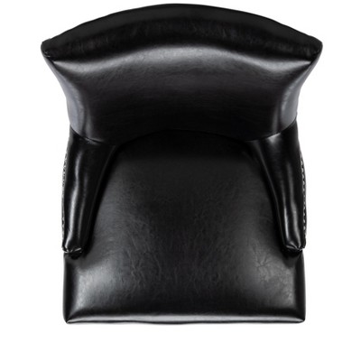 Transitional Black Leather Upholstered Parsons Side Chair