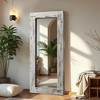 SpassWay Distressed Solid Wood Accent Mirror Vintage Full Length Mirror Retro Leaning Mirror Weathered White/Antique Brown/Charcoal - 3 of 4