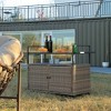 Vynxaria Bar Serving Carts, Light Brown Wicker Patio Wine Cart with Wheels and Glass Top - 2 of 4