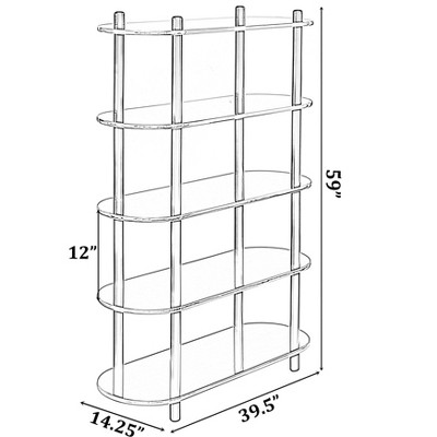 White 40" Contemporary Modern 5-Tier Wood Bookshelf