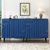 Vynxaria Set of 2 Black /Navy Blue Modern Minimalist Decorative Storage Cabinets with Geometric Doors - 2 of 4