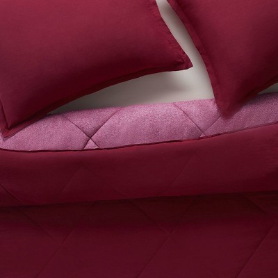 Maroon Queen Reversible Microfiber Bed in a Bag Set