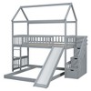 NicBex Twin over Twin Bunk Bed Classic House Shape Loft Bed Pine Frame Bed Frame with Guardrails, Convertible Slide and Storage Stair - 3 of 4