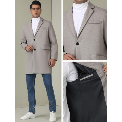 Lars Amadeus Men's Classic Fit Single Breasted Winter Herringbone Trench Coat Gray Medium — фото 4