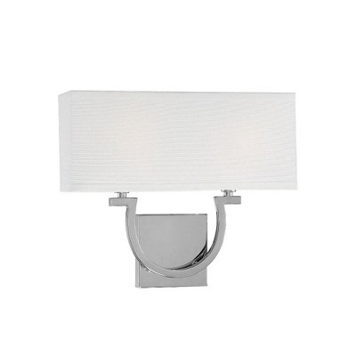 Rhodes Polished Nickel Dimmable Wall Sconce with White Linen Diffuser