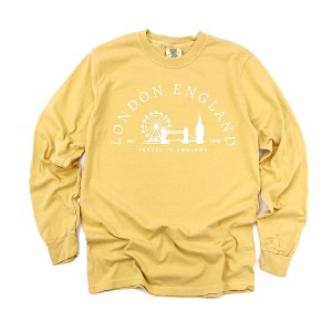 Simply Sage Market Women's London England Long Sleeve Garment Dyed Graphic Tee - 1 of 2