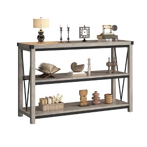 Farmhouse Console Table, 47 in Narrow Long Entryway Table with Storage, 3 Tier Wood Console Table for Living Room, Skinny Sofa Tables Behind Couch - 1 of 4