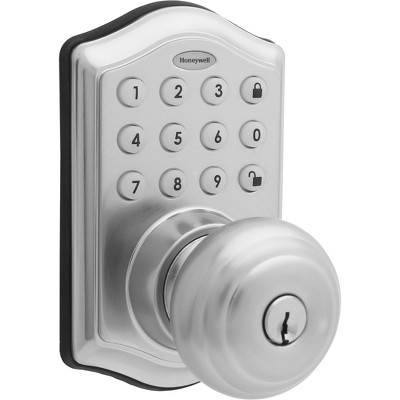 silver door knob with lock