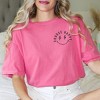 Simply Sage Market Women's Embroidered Choose Happy Lightning Smiley Face Short Sleeve Garment Dyed Tee - 2 of 3
