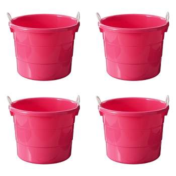 Homz 0402pkdc Stackable Plastic 18 Gallon Utility Storage Container Bucket  Tubs With Rope Handles, Pink, Set Of 2 Buckets : Target
