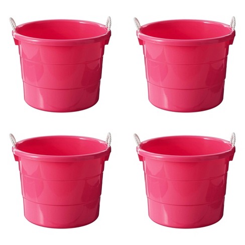 Homz 18 Gallon Durable Plastic Utility Storage Bucket Tub Organizers With  Strong Rope Handles For Indoor And Outdoor Use : Target