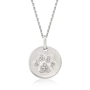 Ross-Simons Paw-Print Necklace With Diamond Accents in Sterling Silver Size 16 - 1 of 3