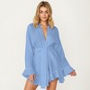 Anna-Kaci Lounge Women's Wrap Tie Front Night Robe and Ruffle Shorts 2-Piece Set - 2 of 4
