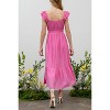 August Sky Women's Ruched Layered Ruffle Sleeve Midi Dress - 2 of 4