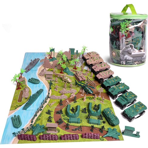 120 Piece Military Toy Soldiers Playset Green Army Men Toys Mini Plastic Action Figures With Vehicles Accessories And Play Map Target - roblox song id toy soldier