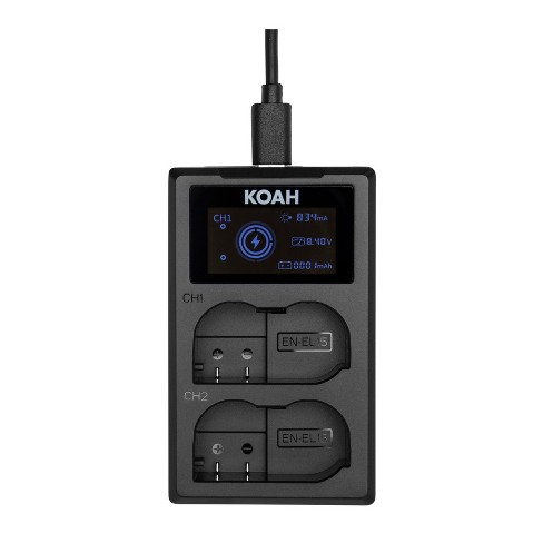 Pump Gå til kredsløbet bestå Koah Dual Usb-c Charger With Lcd Display For Nikon En-el15 Battery : Target