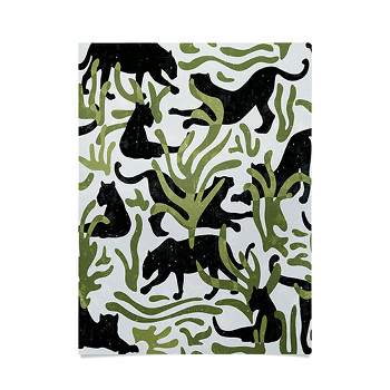 Evamatise Abstract Wild Cats And Plants 9" x 12" Poster - Society6