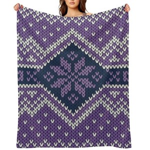 FIONECA Knit Style Snowflake Christmas Blanket with Purple Pattern Cozy Soft Holiday Throw 50x60 inches - 1 of 1