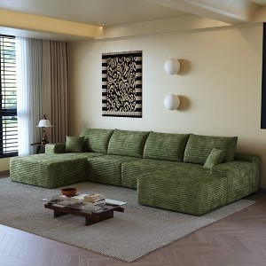 Whisen Convertible Sleeper Sofa Bed, Plush Corduroy Fabric, Back Support with Pillow - 1 of 4