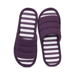 TIME HOLLOW Purple Open-Toe Memory Foam Indoor Slippers - 1 of 3