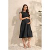 Summer Maternity Dress Ruffle Tiered Dress Smocked Shirred Midi Dress with Mini Cap Sleeve Round Neck Flowy Dress for Baby Shower Photography - 4 of 4