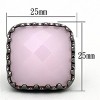 Slickblue Bold Pink Synthetic Glass Ring – Large Solitaire Design in Dark Ruthenium Setting, Size 5-9 - 3 of 3