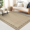 Indoor Modern Washable Area Rugs with Scalloped Print, Ultra Thin Non Slip Throw Carpet for Bedroom Living Room - 2 of 4