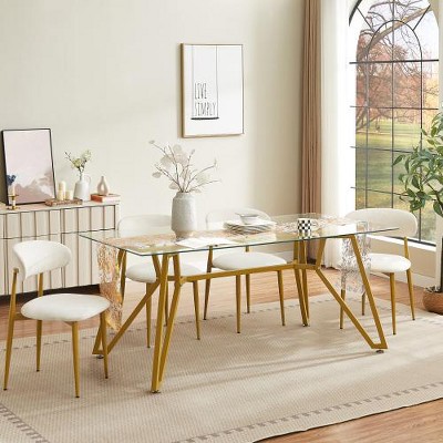 Anybear 70.9 Inch Rectangular Glass Dining Table