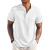 COOFANDY Henley Shirt Short Sleeve Band Collar Linen Shirt Hippie T-Shirts - 4 of 4