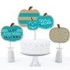 Big Dot of Happiness Teal Pumpkin - Halloween Allergy Friendly Trick or Trinket Centerpiece Sticks - Table Toppers - Set of 15 - 3 of 4