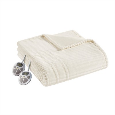 King Corded Plush Electric Blanket Ivory Serta