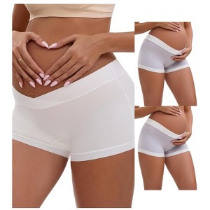 INSPIRE CHIC Women's Low Waist Under the Bump Maternity BoyShorts Pregnancy Seamless Ladies Panties 3 Packs - 1 of 4