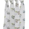 Bacati - Happy Monkeys Blue/Green/Gray Boys Muslin Swaddling Blankets set of 4 - 3 of 4