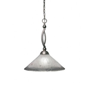 Toltec Lighting Bow 1 - Light Pendant in  Brushed Nickel with 16" Frosted Crystal Shade - 1 of 1