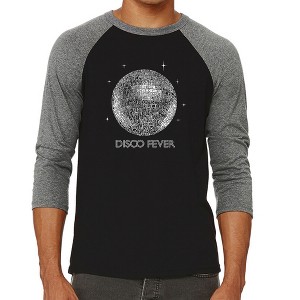LA Pop Art Men's Raglan Baseball Word Art T-shirt - Disco Ball - 1 of 4