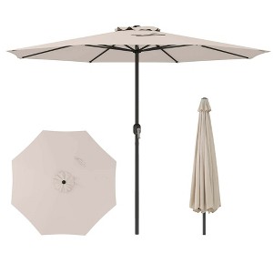 Costway 12 FT Patio Umbrella Outdoor Market Umbrella with Crank Handle 8 Sturdy Ribs Coffee/Beige/Red/Navy/Gray - 1 of 4