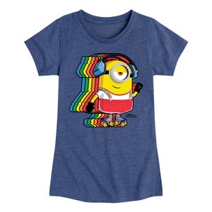 Girls' - Despicable Me Minions - Retro Rainbow Skater Fitted Short Sleeve Graphic T-Shirt - 1 of 4