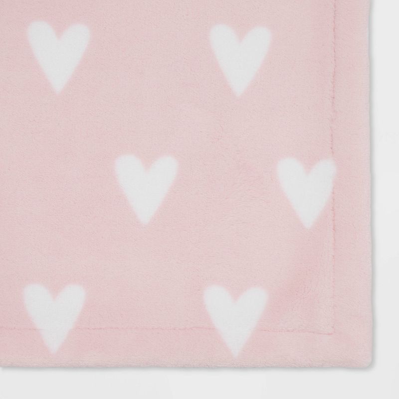 Toddler Bed Plush Blanket - Cloud Island&#8482; Pink Heart, 4 of 5