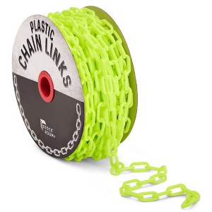 Stockroom Plus 100 Foot Safety Plastic Chain Links for Access Restriction, Indoor or Outdoor Supplies, Neon Yellow (1.5-Inch Links) - 1 of 4