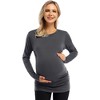 Clearlove Womens Maternity Shirt Fall Long Sleeve Crew Neck T-Shirts Pregnancy Clothes Side Ruched Tunic Tops - 3 of 4