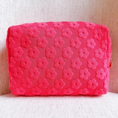 Embossed Daisy Cosmetic Bag