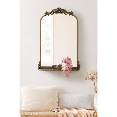 Arendahl Vintage Arch Mirror with Ornate Gold Frame and Shelf