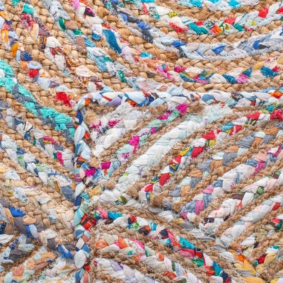 Handwoven Beige and Multicolor Jute Area Rug