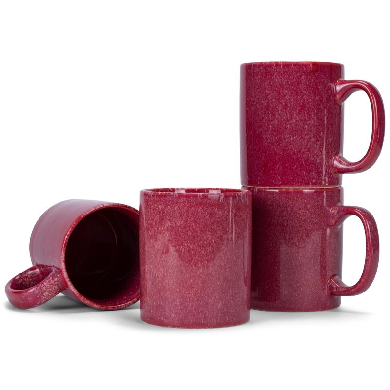 Elanze Designs Reactive 17 ounce Ceramic Straight Body Mugs Set of 4, Maraschino Red, 1 of 6
