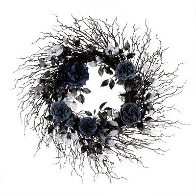 24"  Moody Blue Twig Halloween Wreath - National Tree Company