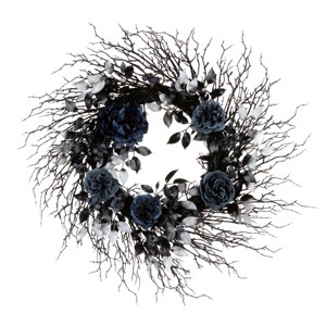 24"  Moody Blue Twig Halloween Wreath - National Tree Company - 1 of 4